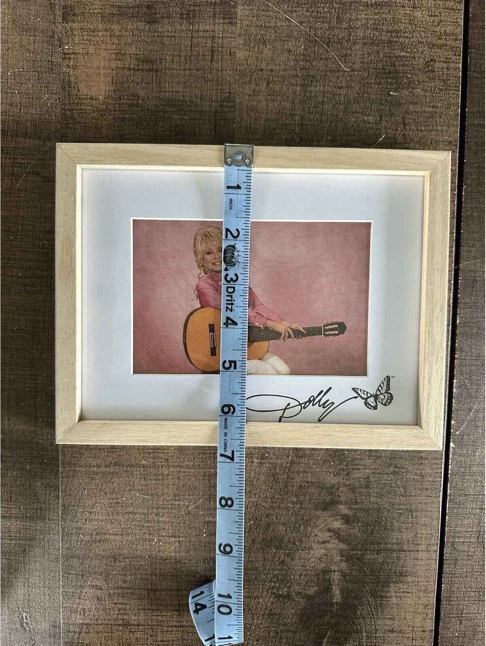 Dolly Parton 4x6 Wood Picture Frame Pink Guitar Butterfly Printed Signature